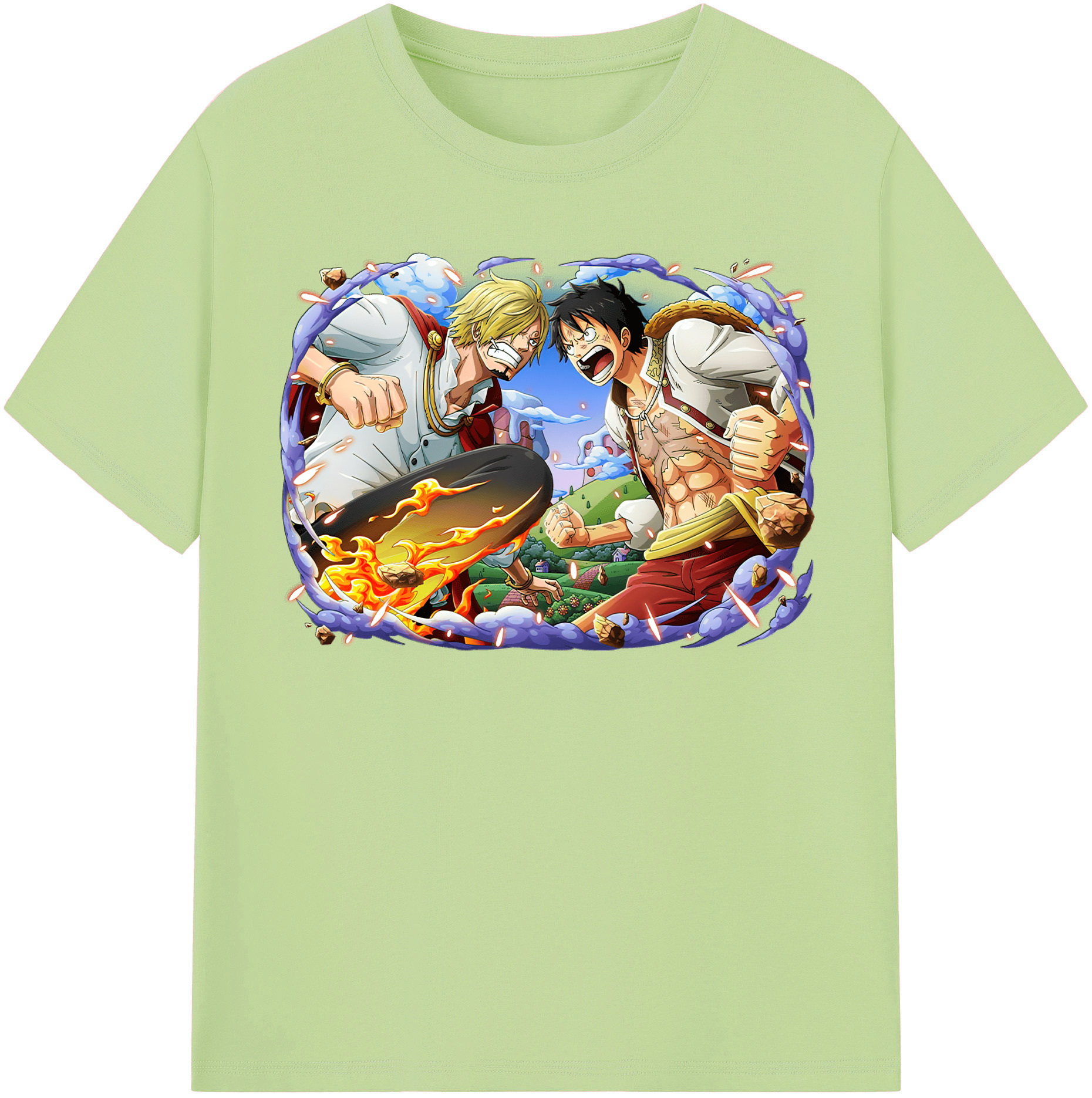 ワンピース モンキー・D・ルフィ ONE PIECE Monkey D. Luffy 綿100％半袖Tシャツ（フロントプリント）